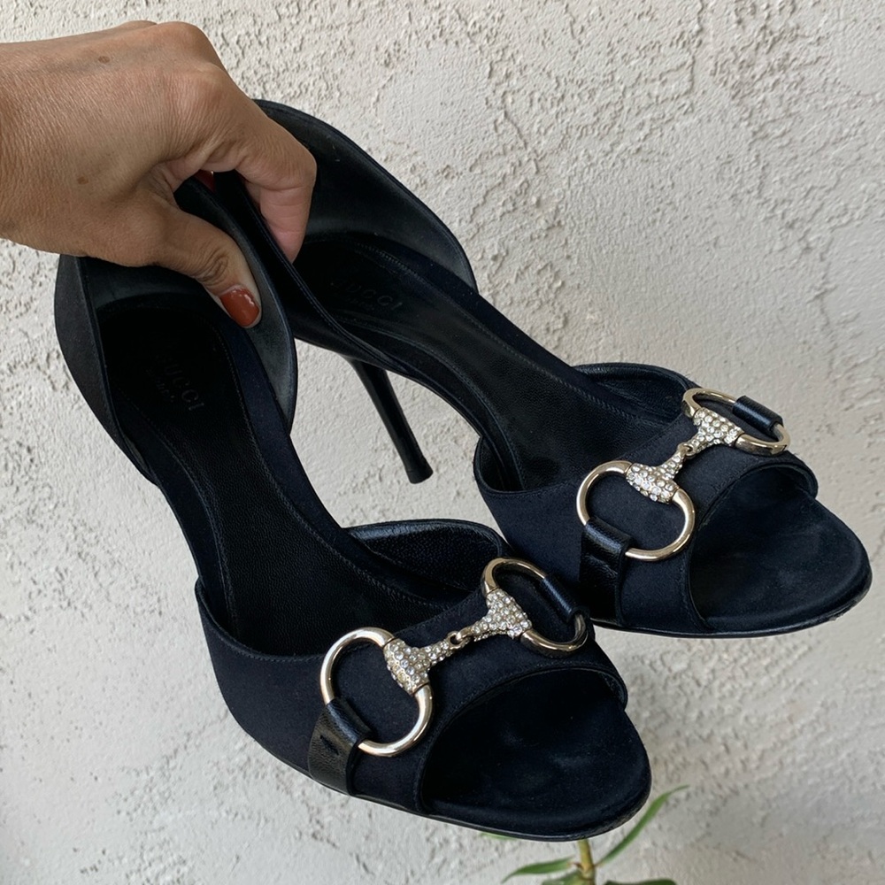 GUCCI Satin Crystal Embellished Pumps 7.5B